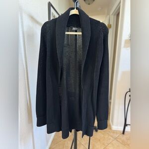 Theory Shawl Collar Belted Wrap Cardigan 100% Cotton / Black / Size Medium